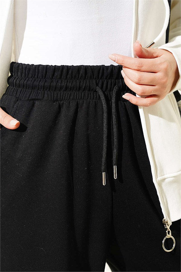 Loisha Trousers with Elastic Waistband, Black
