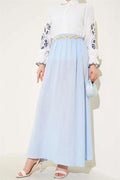 Elastic Waist Muslin Skirt Baby Blue