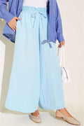 Loose-fitting muslin trousers with elastic waistband, blue.