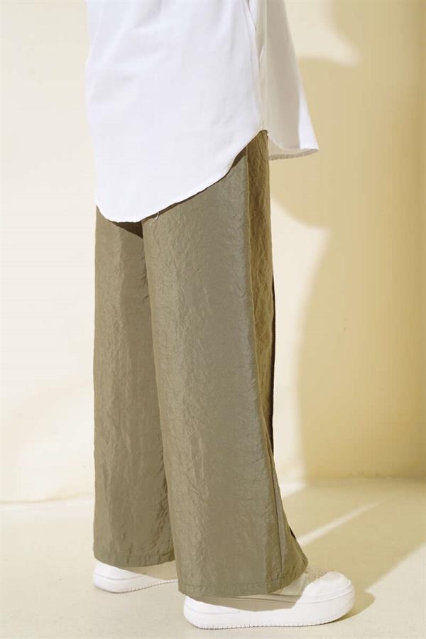 Elastic Waist Front Pull-On Trousers Khaki