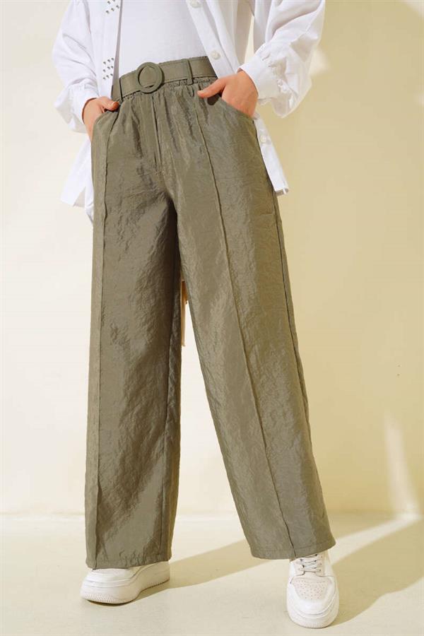 Elastic Waist Front Pull-On Trousers Khaki