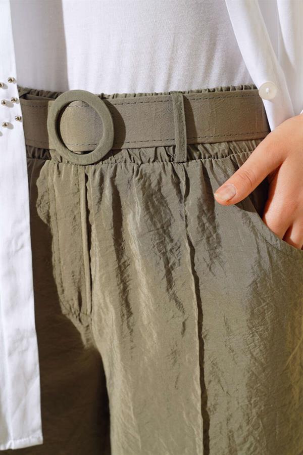Elastic Waist Front Pull-On Trousers Khaki