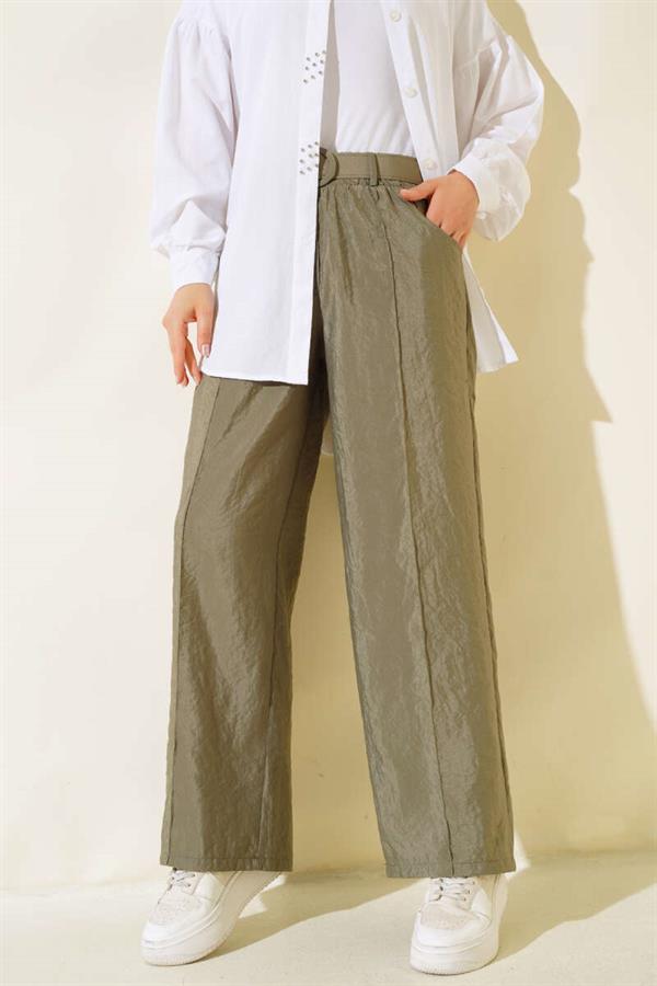 Elastic Waist Front Pull-On Trousers Khaki