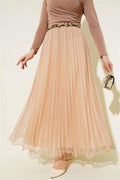 Elastic Waist Pleated Ruffle Tulle Skirt Buscuvi