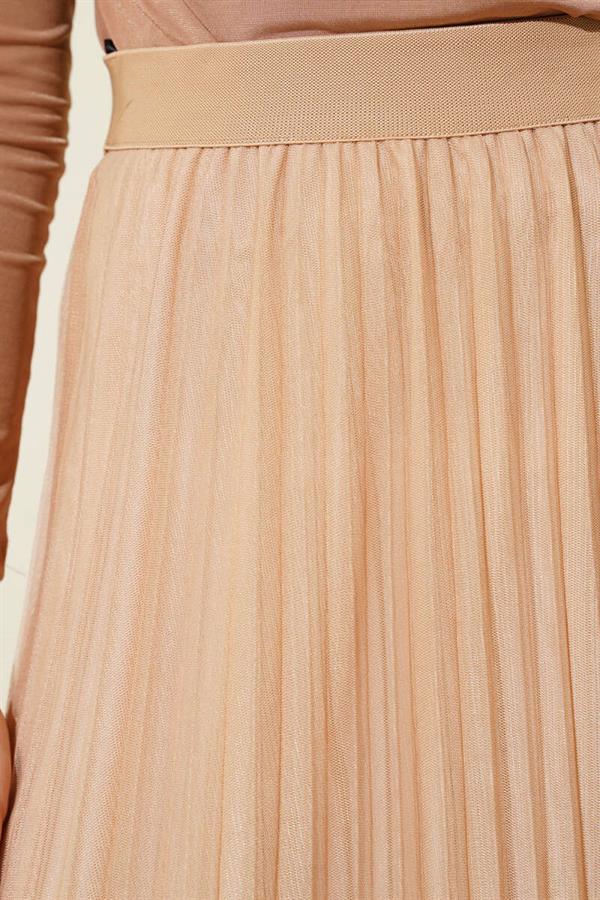 Elastic Waist Pleated Ruffle Tulle Skirt Buscuvi
