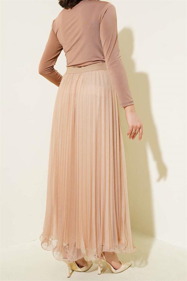 Elastic Waist Pleated Ruffle Tulle Skirt Buscuvi