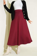 Scuba A-line Skirt with Elastic Waistband, Burgundy