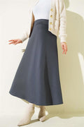Scuba A-line Skirt with Elastic Waistband, Smoke Grey