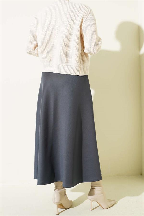 Scuba A-line Skirt with Elastic Waistband, Smoke Grey