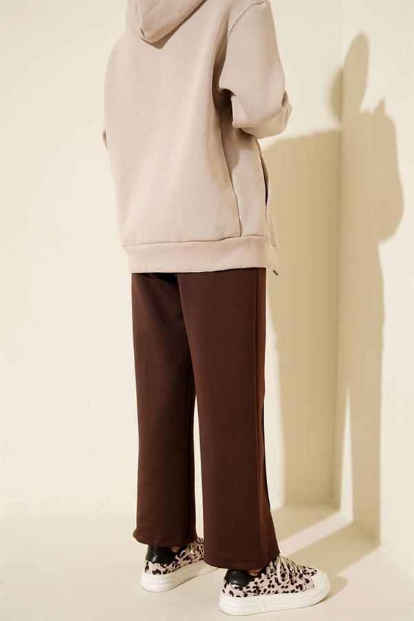 Scuba Pants with Elastic Waistband and Pockets, Brown