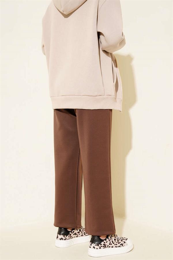 Chestnut Scuba Pants with Elastic Waistband and Pockets