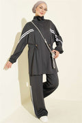 2 Piece Set with Elastic Waistband and Stripe Detail, Smoke Grey