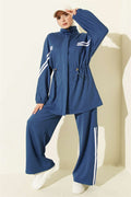 2 Piece Set with Elastic Waistband and Stripe Detail, Indigo
