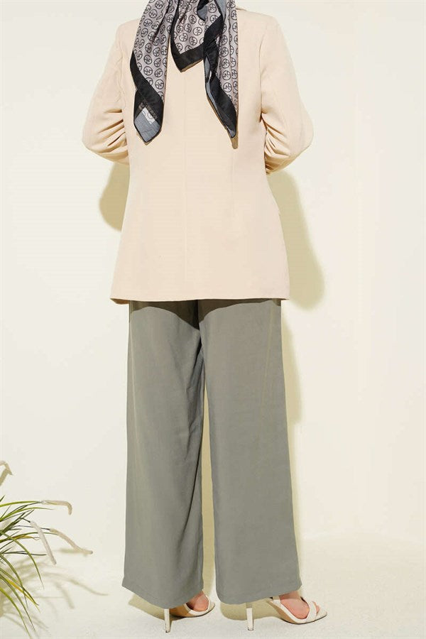 Tencel Pants with Elastic Waistband, Light Green