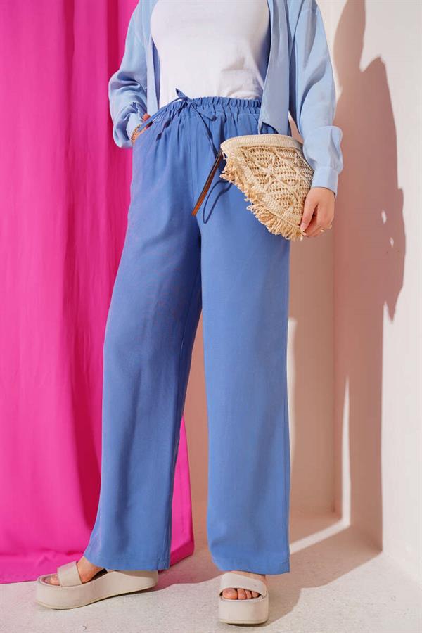 Elastic Waist Tencel Trousers Indigo