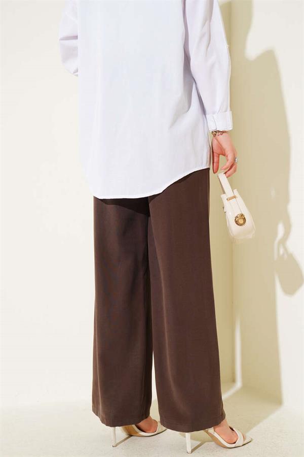 Elastic Waist Tencel Trousers Chestnut