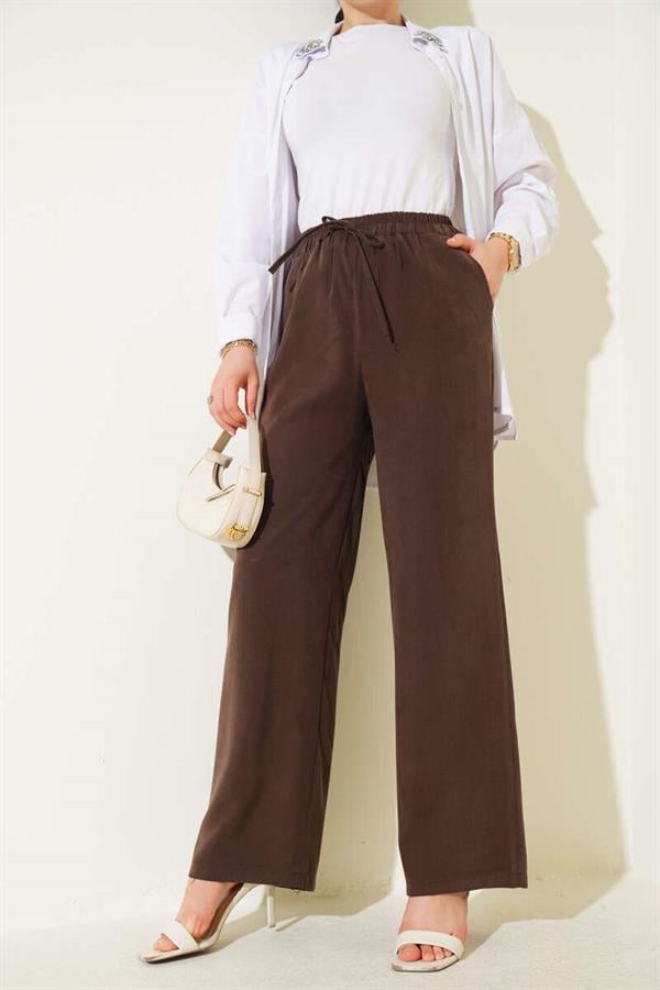 Elastic Waist Tencel Trousers Chestnut