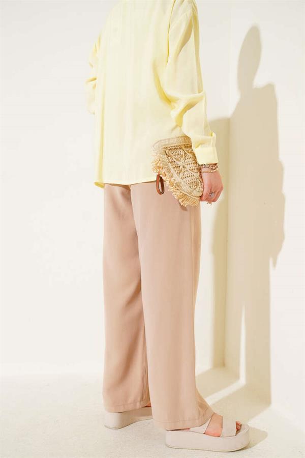 Elastic Waist Tencel Trousers Latte