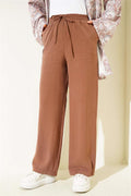Elastic Waist Tencel Trousers in Tan