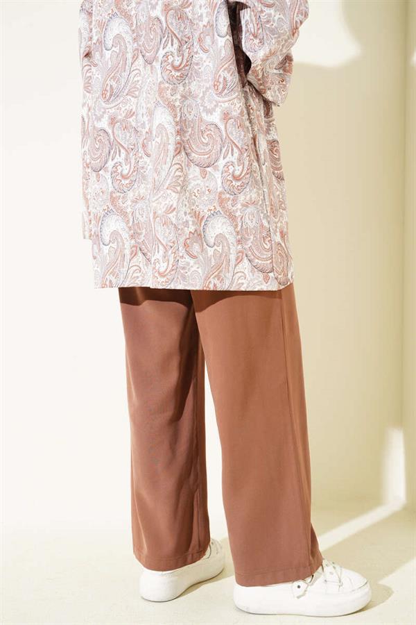 Elastic Waist Tencel Trousers in Tan