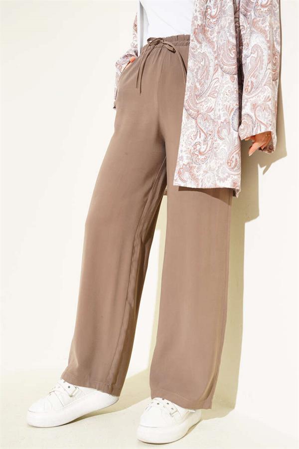 Elastic Waist Tencel Trousers Mink