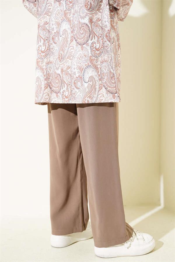 Elastic Waist Tencel Trousers Mink