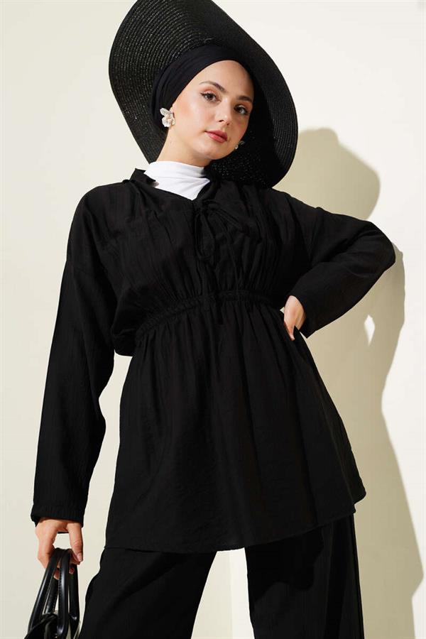 Elastic Waist Tunnel 2 Piece Set Black