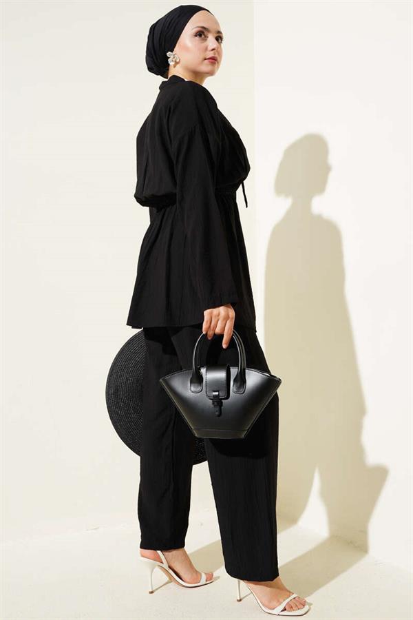 Elastic Waist Tunnel 2 Piece Set Black