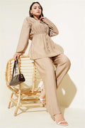 Elastic Waist Tunneled 2 Piece Set Mink