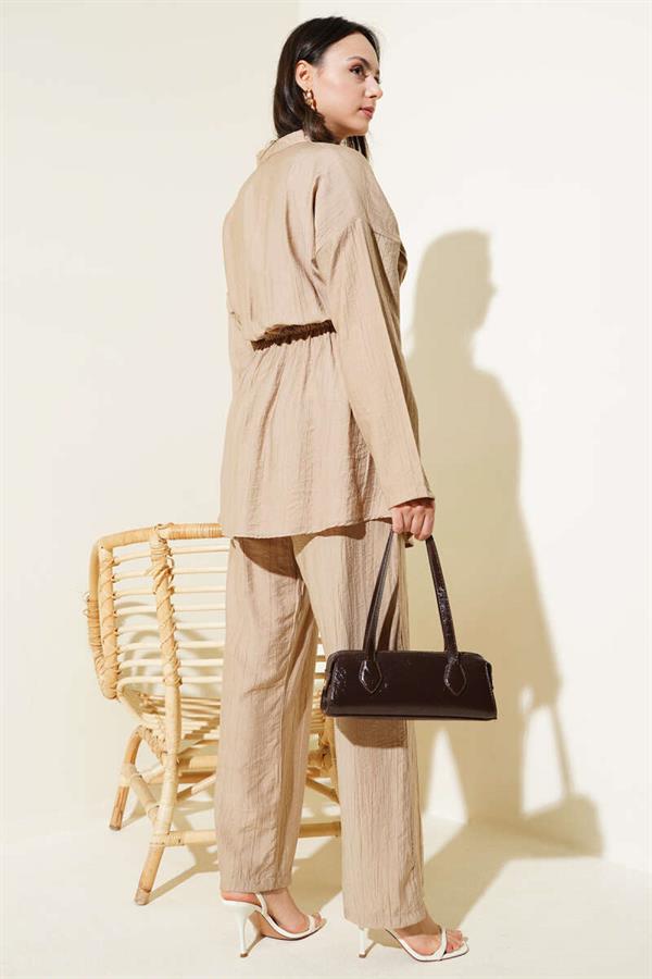 Elastic Waist Tunneled 2 Piece Set Mink