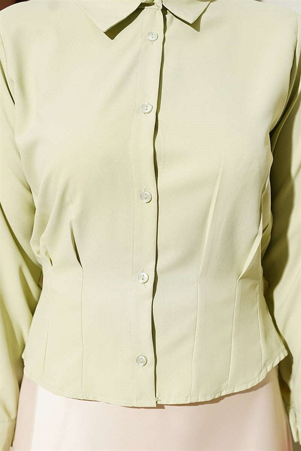 Waist-Fit Crop Shirt, Light Green
