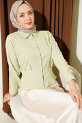 Waist-Fit Crop Shirt, Light Green