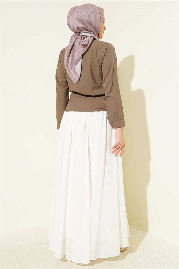 Waist-Fit Crop Shirt, Coffee