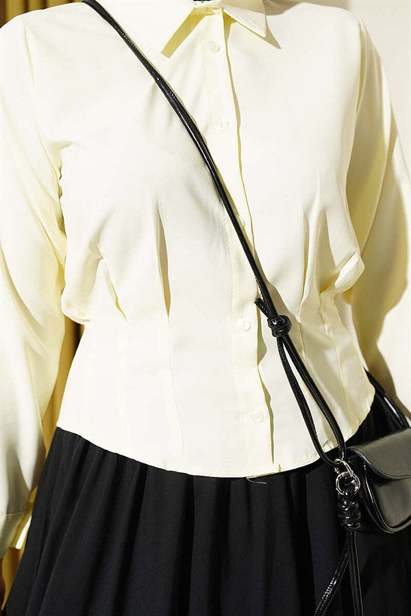 Waist-Fit Crop Shirt, Yellow