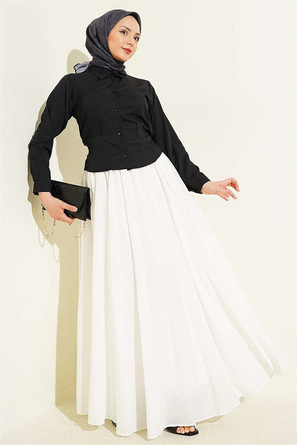 Waist-Fit Crop Shirt, Black