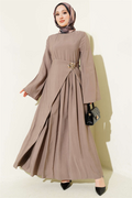 Tencel Dress with Waist Detail, Beige