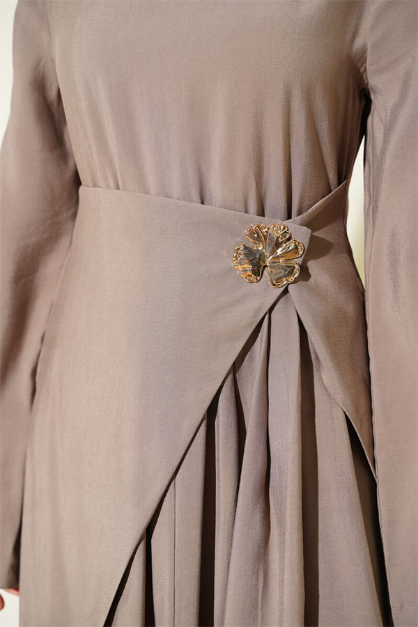 Tencel Dress with Waist Detail, Beige