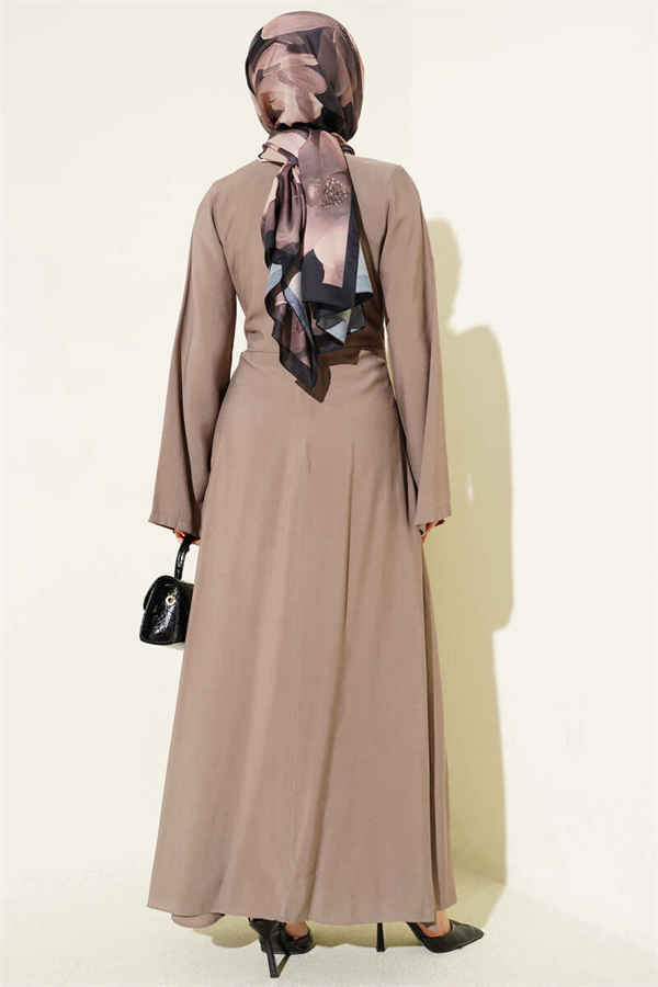Tencel Dress with Waist Detail, Beige