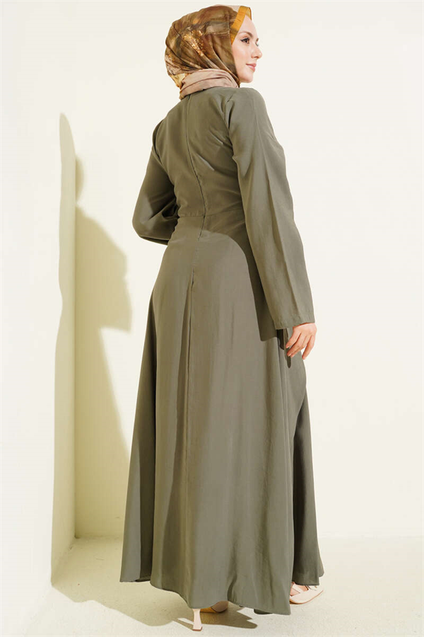 Tencel Dress with Waist Detail, Khaki