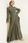 Tencel Dress with Waist Detail, Khaki