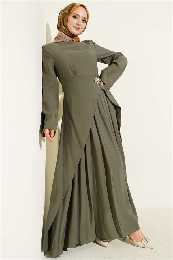 Tencel Dress with Waist Detail, Khaki
