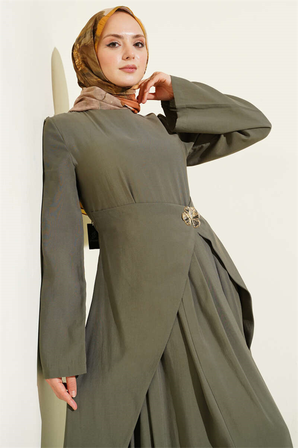 Tencel Dress with Waist Detail, Khaki