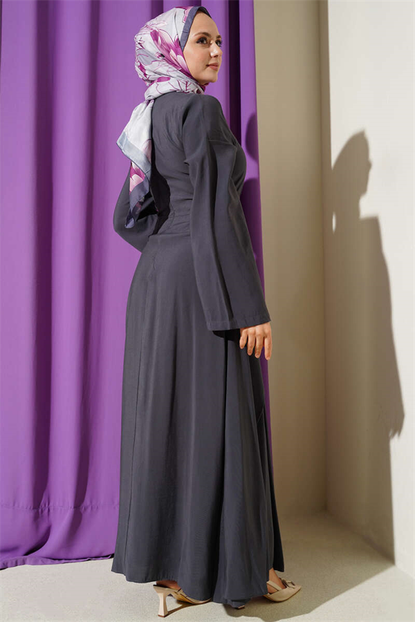 Tencel Dress with Waist Detail, Slate Grey