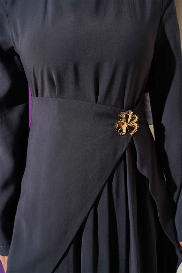 Tencel Dress with Waist Detail, Slate Grey