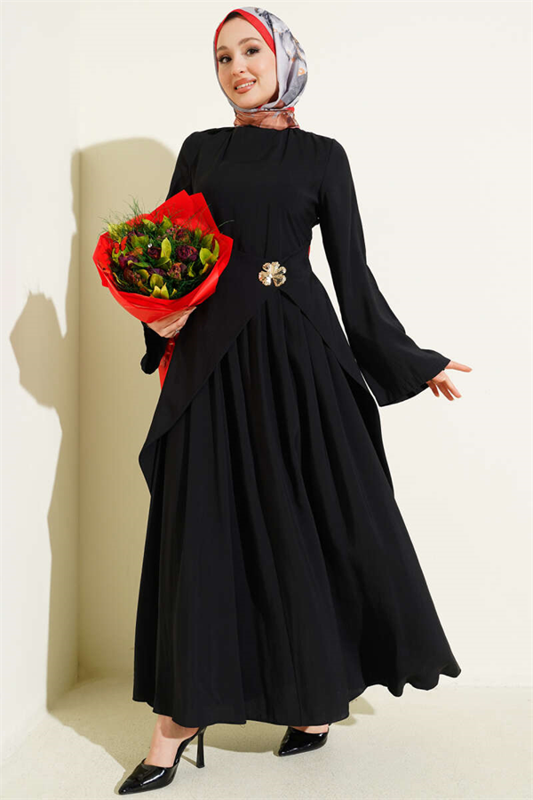 Waist Detail Tencel Dress Black