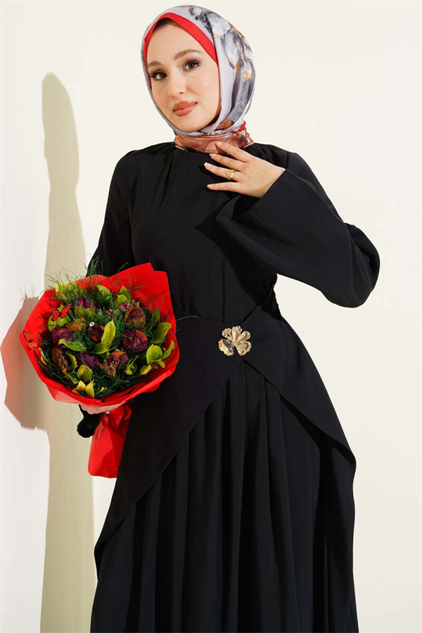 Waist Detail Tencel Dress Black