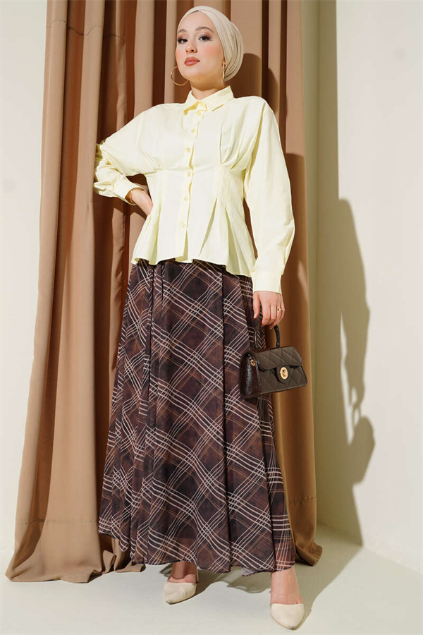 Short Shirt with Waist Darts Detail, Yellow
