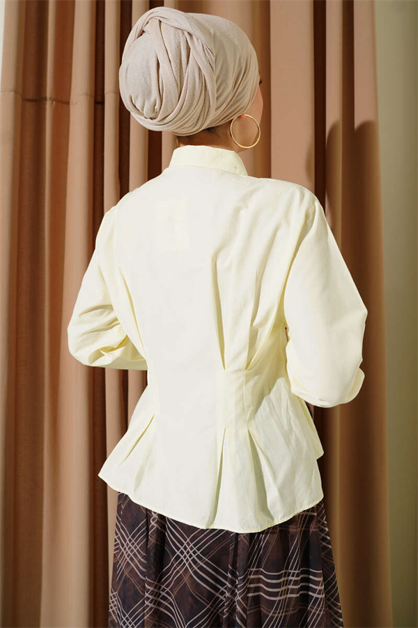 Short Shirt with Waist Darts Detail, Yellow