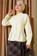 Short Shirt with Waist Darts Detail, Yellow