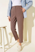 Carrot Pants with Waist Darts, Mink Color